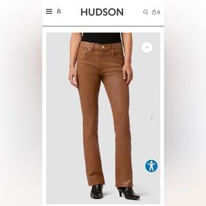Hudson Barbara tan coated bootcut jeans